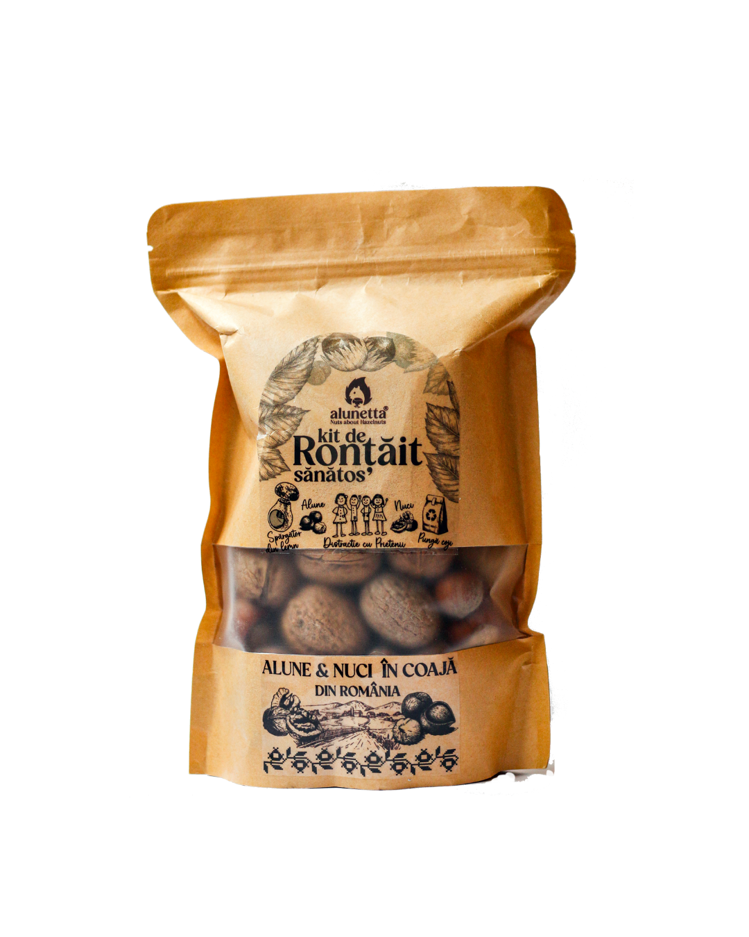 Alunetta Alune și Nuci în Coajă, Pungă Refill, Gustare Naturală 400g